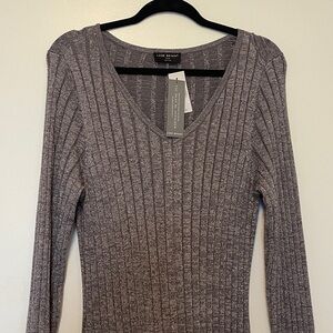 Lane Bryant Charcoal/silver metallic Ribbed Knit Dress